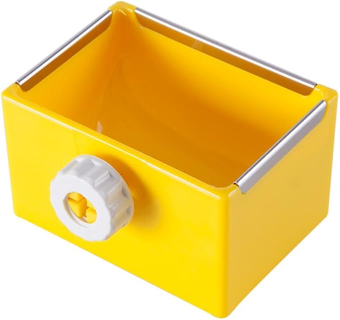 Cage Feeder Food & Water Hay Bowl Dish Bin Feeder, Small Animal Supplies for Rabbit Guinea Pig Chinchilla Hamster Ferret (Yellow)