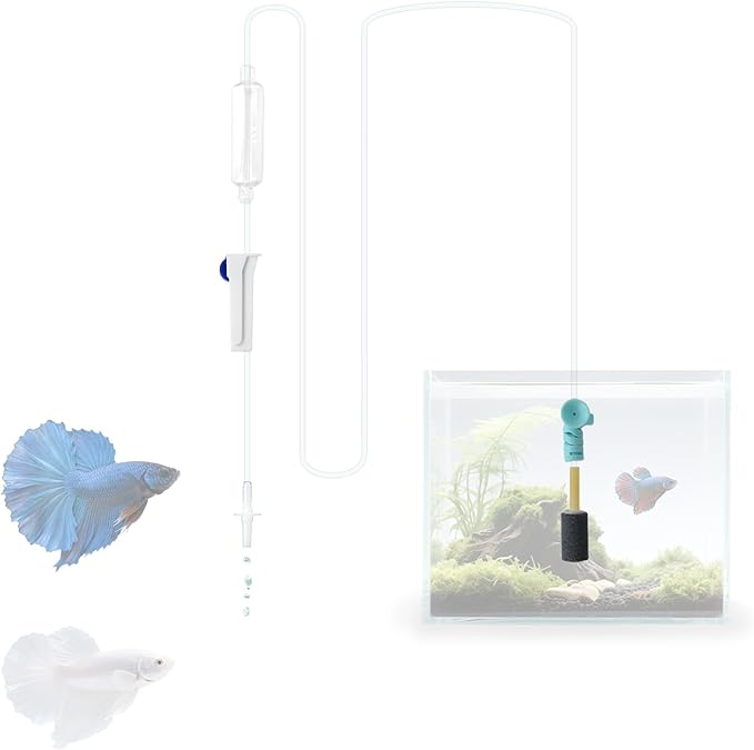 Aquarium Drip Acclimation kit with Filter Sponge, Slow Water Change System for Saltwater and Freshwater Fish Tanks, Safe Transition Adjust for Shrimp, Coral, and New Fish