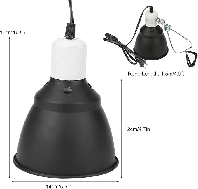 KUIDAMOS 300W Reptile Heating Lamp Socket Ceramica UVA/UVB Bulb Lamp Light Holder with Anti-Hot Cage Light Holder for Reptiles Reptile Heat lamp Dome with Habitat Lighting