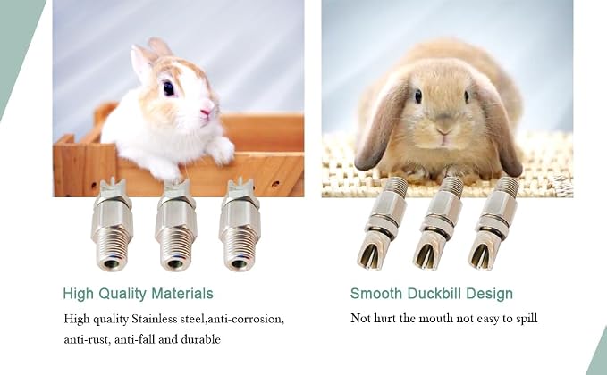Threaded Stainless Steel Rabbit Nipples Rodent Nipples Waterer Automatic Rabbit Waterer Watering System Animal Supplies Breeding Supplies (Grey, 6)