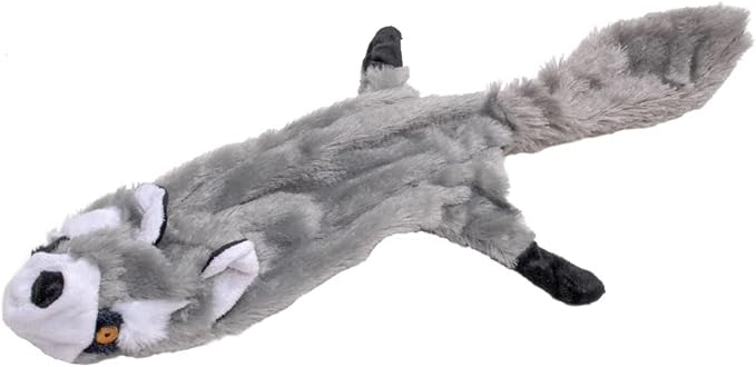 Jeffers Pet Thinnies Unstuffed Plush Dog Toy with Rope & Squeaker – 21" Raccoon, Flat Stuffing Free Chew Toy for Dogs & Puppies – Soft, Durable, Interactive Play, Fetch, Tug, Training, Teething