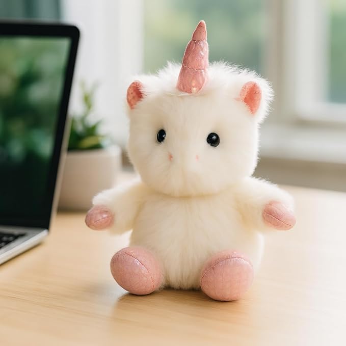 Unicorn Stuffed Animal Adorable Sitting Unicorn Plush Soft Stress Relief Plush Toy Cute Birthday Gifts for Kids Adults,White