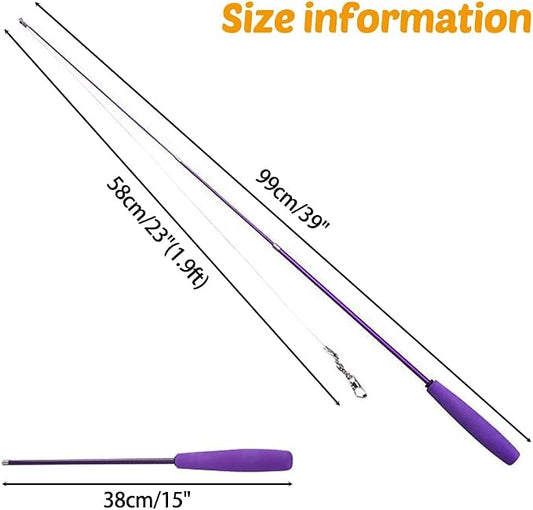 MiOYOOW Cat Toys Wand, Retractable Cat Rod 3-Section Interactive Cat Toys with EVA Non-Slip Handle for Indoor Cats Kittens(Not Include Replacement)