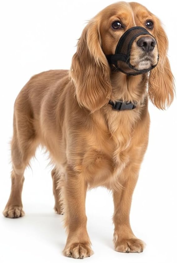 Dog Muzzle for Large Dogs – Breathable Air Mesh Muzzle for Large Sized Dog | Mussels for Dogs Grooming | Muzzles to Prevent Biting Barking Chewing | Allows Panting and Drinking