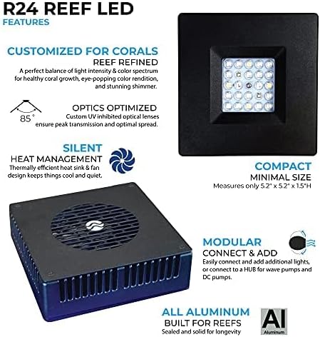 CURRENT Orbit R24 95W Reef LED Light with Loop Bluetooth Control & 24-Hour Timer | Flex Arm Mount | Saltwater & Marine Aquarium Lighting for LPS & SPS Corals (4440)