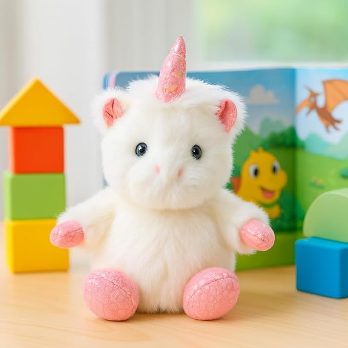 Unicorn Stuffed Animal Adorable Sitting Unicorn Plush Soft Stress Relief Plush Toy Cute Birthday Gifts for Kids Adults,White