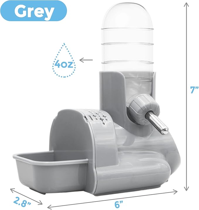 VANNON 3 in 1 Hamster Water Bottle No Drip Small Animal Water Bottle Automatic Bottle Dispenser with Food Container Base Hut and Hideout Base 4oz/120ml,Leekproof, BPA Free
