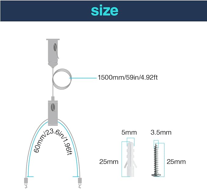 10 Set / 20 pcs Lighting Light Suspension Kit, 5ft Adjustable Luminaire Hanging Wire, 2ft Not Adjustable Steel Cable for Commercial Aquarium LED Panel Light LED Shop Lights Aquarium Lights