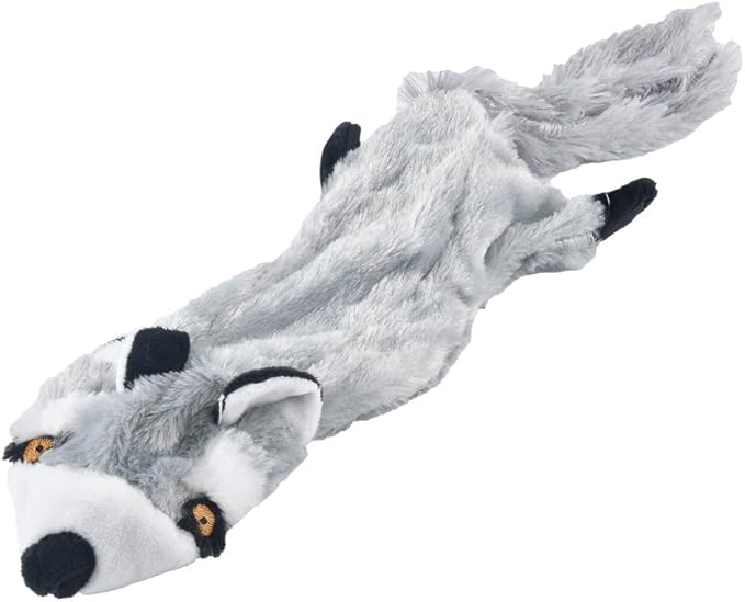 Jeffers Pet Thinnies Unstuffed Plush Dog Toy with Rope & Squeaker – 21" Raccoon, Flat Stuffing Free Chew Toy for Dogs & Puppies – Soft, Durable, Interactive Play, Fetch, Tug, Training, Teething