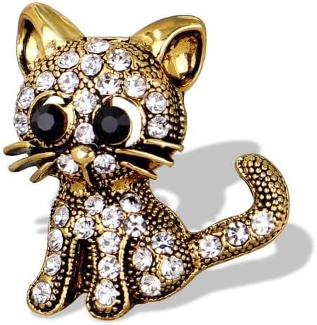 coadipress Rhinestone Cat Brooch Pin for Women Cute Crystal Animal Cat Lapel Pin Clothing Dainty Accessories Jewelry