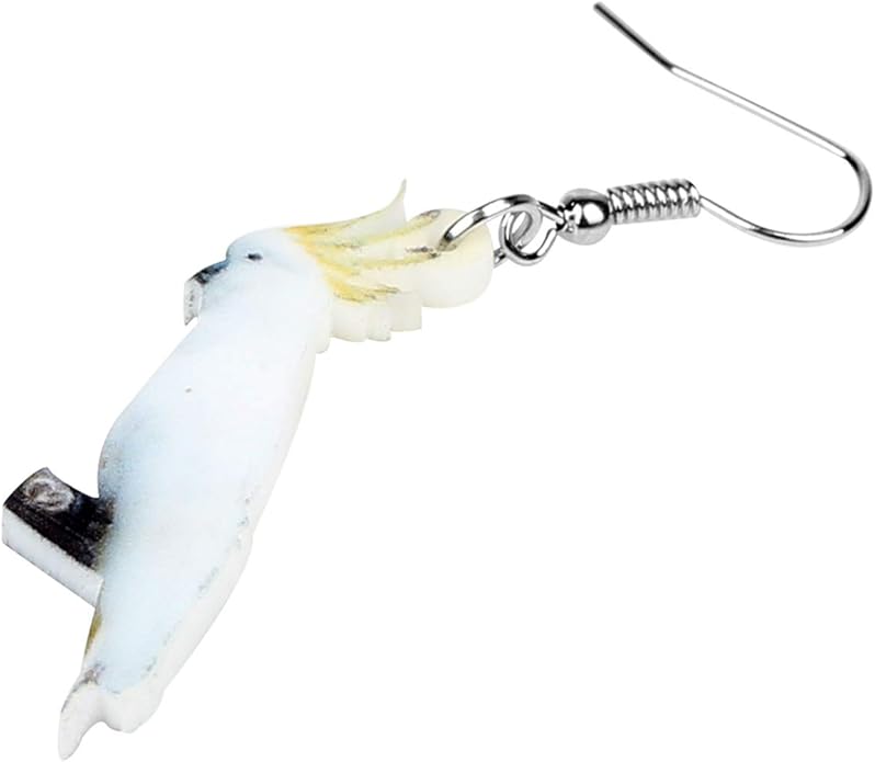 NEWEI Acrylic Cockatiel Gifts Cute Parrot Earrings Dangle for Women Bird Lovers Jewelry Ornament Charms