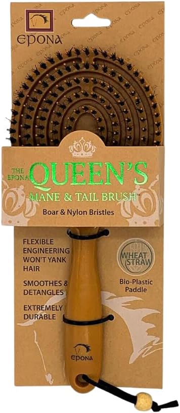 Epona Tigers Tongue Horse Groomer & The Queens Brush Set - Grooming Scrubber Sponge & Hair Brush for Removing Dirt & Dander on Horse's Mane & Tail - for Equestrians and Horse Owners, with E-Book