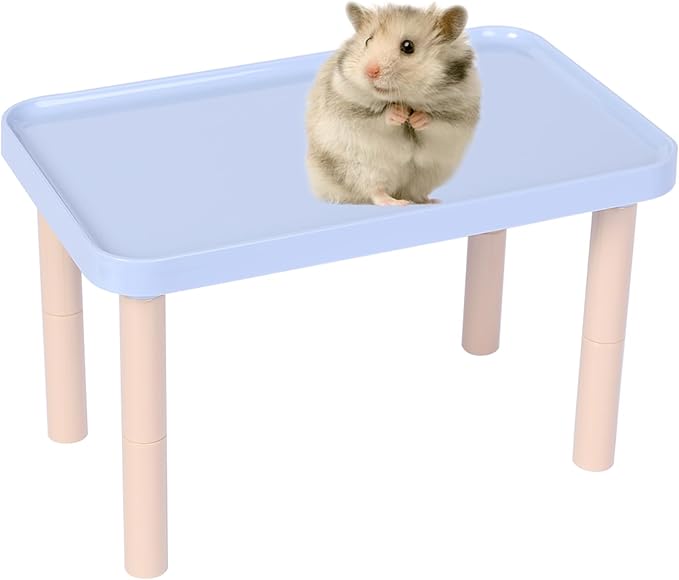 Hamster Platform - Cage Accessories and Play Decor for Dwarf Syrian Hamsters, Gerbils, Mice, Degus, and Other Small Pets (W9.8×L5.9×H3.5-6.1'',Blue)
