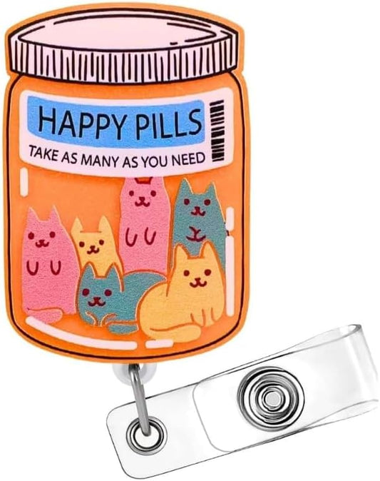 Cat Kitten Badge Reel Cats Retractable ID Holder Clip for Vet Tech Pharmacy Veterinary Technician Funny Medical Mental Health Nurse Healthcare Pharmacist Worker Appreciation Gift Accessories
