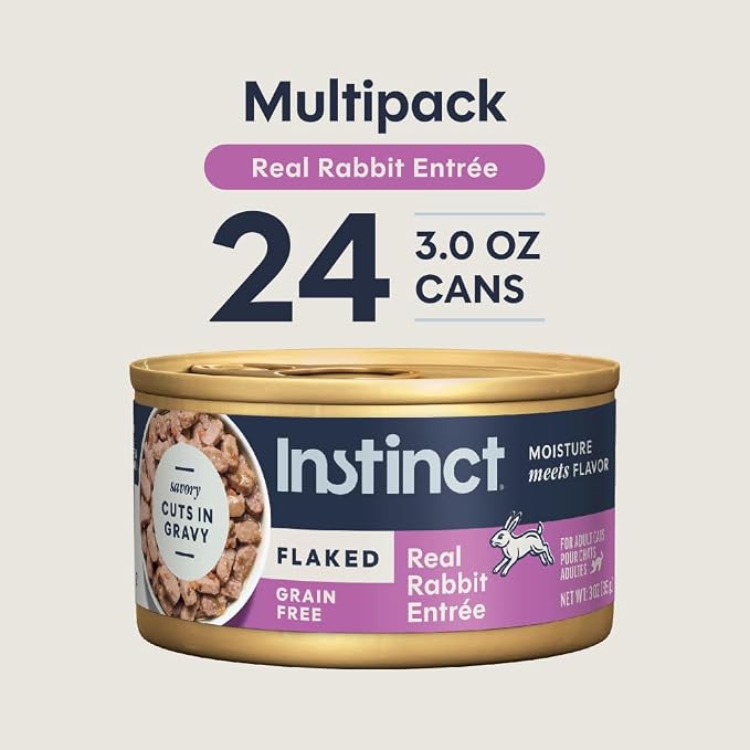 Instinct Flaked Entrees, Wet Canned Cat Food, Rabbit, 3 oz. (24 Count)