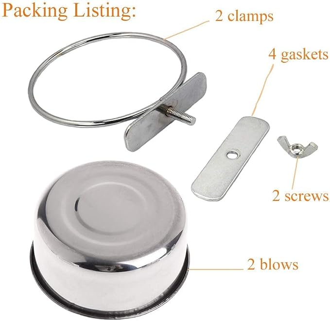 Kathson 2 Pack Bird Feeding Dish Cups, Stainless Steel bird bowls Parrot Feeders Water Cage Bowls with Clamp Holder Bird Feeders for Parakeet Cockatiels Conure Budgies Lovebird Finch and Small Animals
