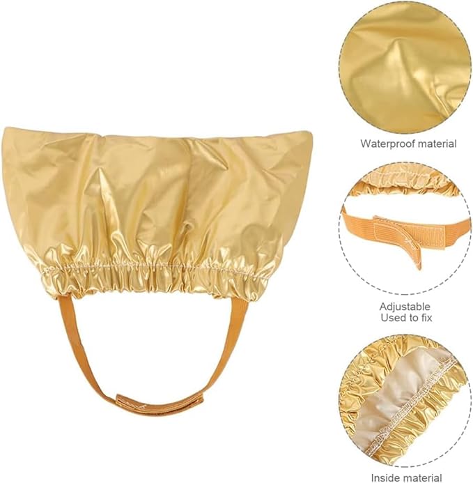 Pet Shower Cap Waterproof Reusable Bath Ear Covers with Adjustable Strap Cat Dog Bathing Hat for Ears Protection Elastic Headgear for Cat Dog Kitten Puppy (Gold,M (12.6''-18.1''))