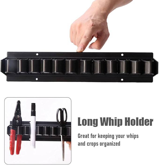 Horse Whip Crop Holder Rack,Wall Mounted Whip Rack Holder,Horse Whip Crop Holder for Fishing Pole Storage and Whip, Holds up to 12 Whips or Crops