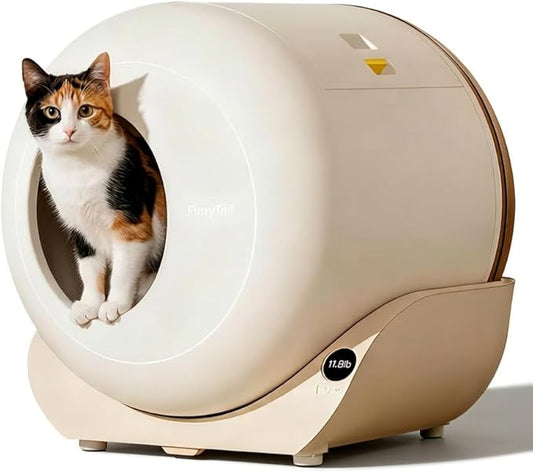 Furrytail Automatic Cat Litter Box, Self Cleaning Kitty Litter Box for Multiple Cats, Large Capacity Electric Cat Litter Box with Safety Sensors, App Control, Odor Control