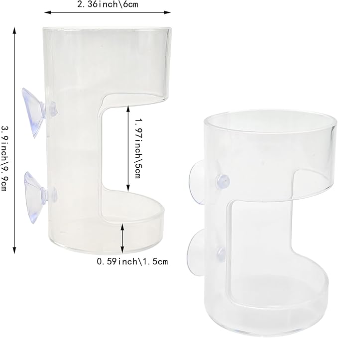 2 Pack PS Plastic Fish Feeders, Tank Feeding Tray with Suction Cup, Artemia Clear Floating Fish Tank Dish Tray, Tank Divider Supplies