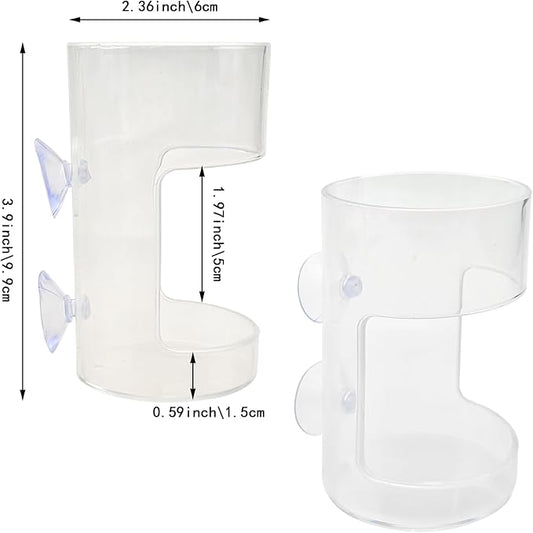 2 Pack PS Plastic Fish Feeders, Tank Feeding Tray with Suction Cup, Artemia Clear Floating Fish Tank Dish Tray, Tank Divider Supplies