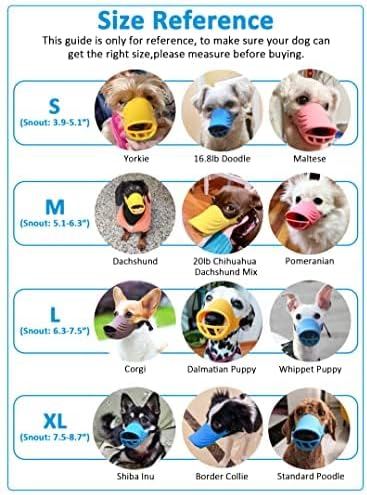 LUCKYPAW Dog Muzzle, Soft Duck Silicone Mouth Cover with Adjustable Strap for Small Medium Dogs, Best to Prevent Barking, Biting, and Chewing (L, Yellow)