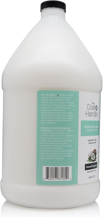 The Coat Handler Undercoat Control Deshedding Dog Conditioner Coconut Milk Fragrance, 1 Gallon - Combats and Reduces Shedding, Undercoat Removal, Fights Excessive Hair Shed, Omega 3 and 6 Rich