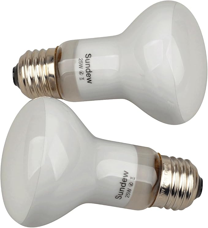 Sundew 2-Pack Reptile Heat Bulb, Dimmable Basking Spot Lamp for Reptiles & Amphibians, Daytime Heating Light for Bearded Dragon, Gecko, Lizard, Snake, Turtle - E26 Base (50, Watts)