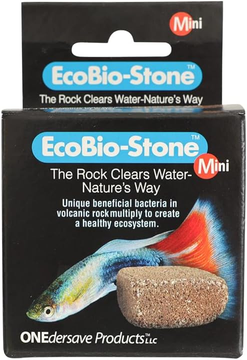 EcoBio-Block Natural Volcanic Rock for Aquarium Water Clarity & Balance — Low-Maintenance Alternative to Weekly Additives — for Freshwater Fish, Turtles, Shrimp & Frogs (Mini, 3-8 gal)