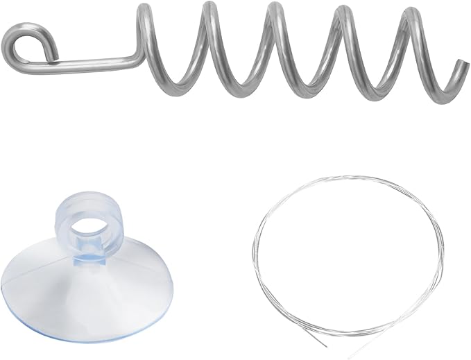 Fish Tank Aquarium Vegetarian Feeder, Aquarium Stainless Steel Sinking/Hanging/Benthic Fish/Loach/Malawi Cichlid/Snail Feeder with Suction Cup and Recycling Line