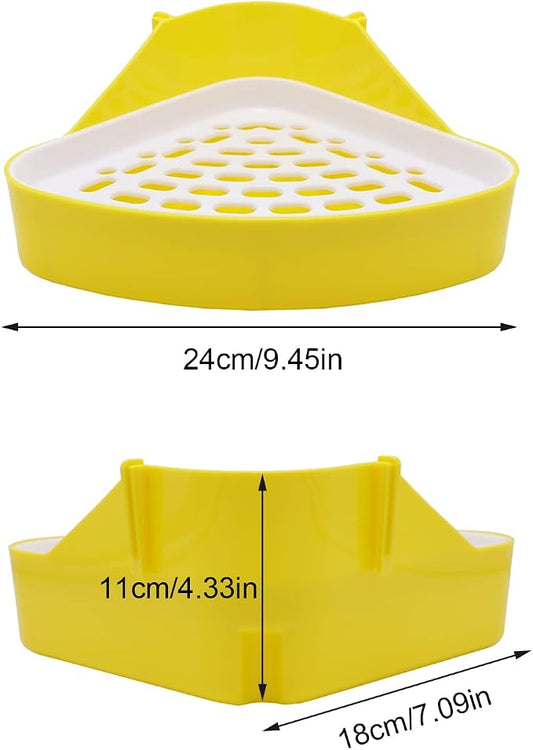 Litewoo Rabbit Litter Box Toilet Bunny Corner Litter Pan Pet Toilet Potty for Guinea Pigs Hamster Chinchilla Ferret Rabbit Small Animal (Yellow)