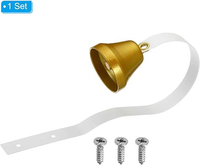 PATIKIL Dog Doorbell, Fixed Metal Dog Bells for Training Dog to Ring to go Outside, Wall Mounted Dog Door Bell Traditional Doorbell Shop Doorbell, Golden Tone and White