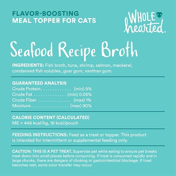 WholeHearted by Petco Flavor-Boosting Wet Cat Meal Topper Broths Variety Pack 1.4 oz. Count of 12