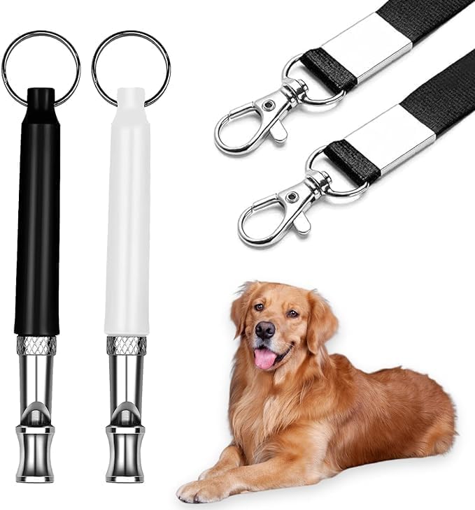 2 Pack Dog Whistle - Dog Whistle to Stop Barking Neighbor's Dog & Long Range Recall, Adjustable Ultrasonic Silent Dog Whistle with Lanyard for Training Recall, Professional Obedience