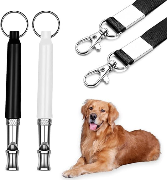 2 Pack Dog Whistle - Dog Whistle to Stop Barking Neighbor's Dog & Long Range Recall, Adjustable Ultrasonic Silent Dog Whistle with Lanyard for Training Recall, Professional Obedience