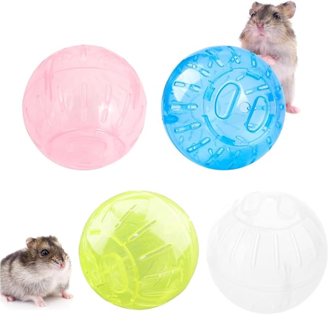 Silent Hamster Exercise Ball 3.9 Inch Rotating Transparent Running Wheel Running Wheel Fitness Ball for Gerbils and Small Animals