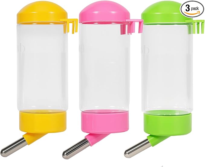 3PC 14OZ Guinea Pig Water Bottle No Drip Small Animal Water Dispenser Hanging Rabbit Water Bottle Hamster Water Feeder Bottle for Rabbit Chinchilla Squirrel Ship by Random Color