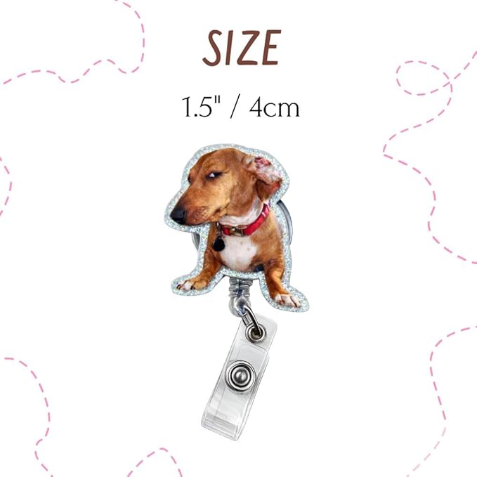 Side Eye Dog Badge Reel Cute Fun Funny Animal Cool Meme Puppy Medical ID Name Holder with Retractable Clip Office Hospital Accessories Gifts for Nurse Vet Veterinarian RN CNA Pet Parents Veterinary