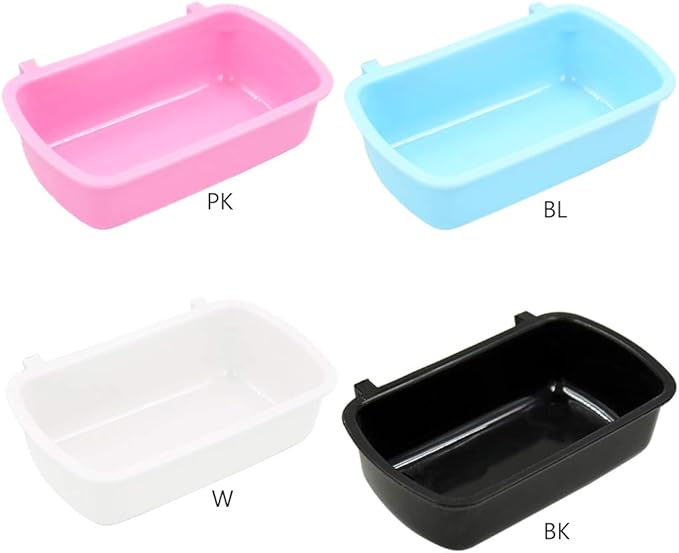 Small Pet Feeding Dish for Case Food Bowl with Hooks Cup Bird Cage Water Bowl for Birds Hamster Puppy Rabbi Black Plastic