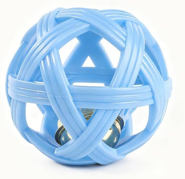 Dog Toy Ball with Bell, TPR Chew Resistant Interactive Fetch Toy for Small to Medium Dogs& Puppies, Lightweight Bouncy Cage-Style Puppy Ball for Boredom Relief & Teething