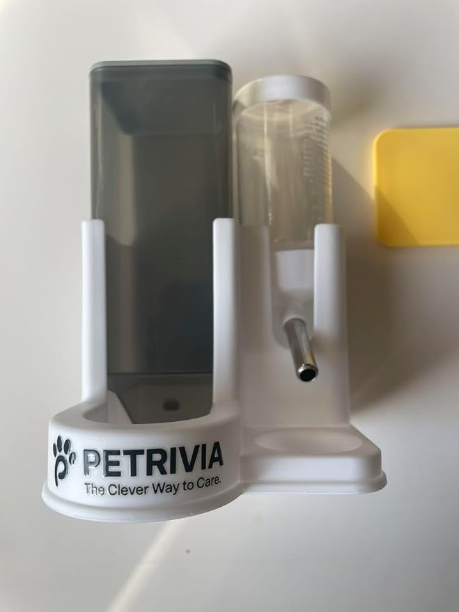 2 in 1 Automatic Hamster Feeder and Water Dispenser No Drip with Stainless Steel Nozzle, Small Animal Water Bottle, Bunny Rabbit Guinea Pig Rodent Cage Mount Gravity Feed
