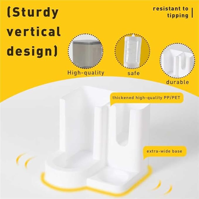 Hamster Water Bottle Standing Water Dispenser No Drip 2 in 1 Large Capacity Small Animal Automatic Food Bowl for Cage Accessories for Hamsters Gerbils Mice (Gray, 5.91 in X 4.13 in X 4.33 in)