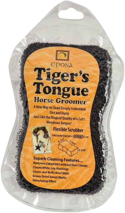 Epona Tigers Tongue Horse Groomer & The Queens Brush Set - Grooming Scrubber Sponge & Hair Brush for Removing Dirt & Dander on Horse's Mane & Tail - for Equestrians and Horse Owners, with E-Book