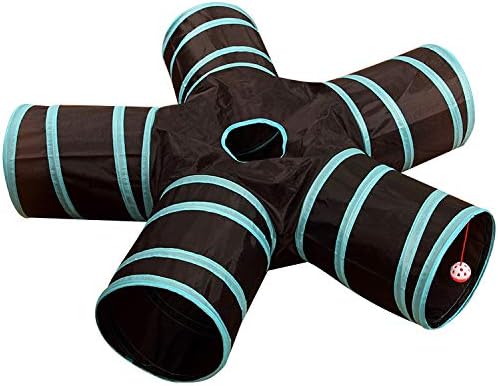 Cat Tunnels, Pet Ferret Rabbit Bunny Tunnels Tubes Subway Habitats, S-Style, DIY Cat Peekaboo Maze House Tent Bed, Kitten Interactive Toy (T-Type 5 Way (Straight))