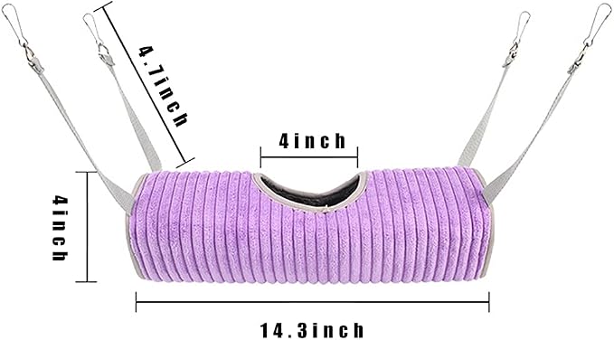 Ferret Tunnel Hanging Hammock Bed, Small Animal Rats Squirrel Toy - Purple