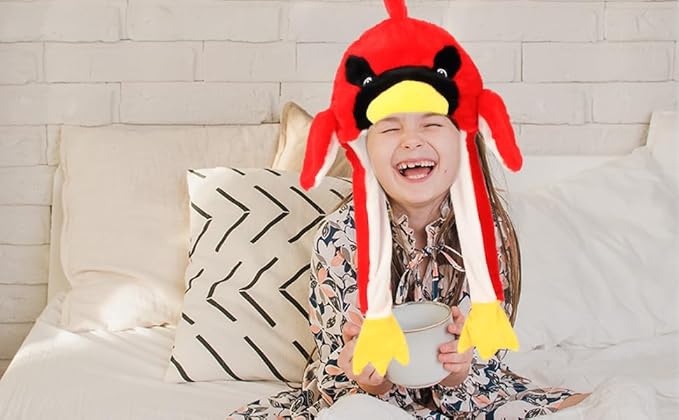 Bubblepompom Animal Hat with Ears Moving Jumping Pop Up Beating Hat Plush Holiday Cosplay Dress Up Funny Gift for Kids