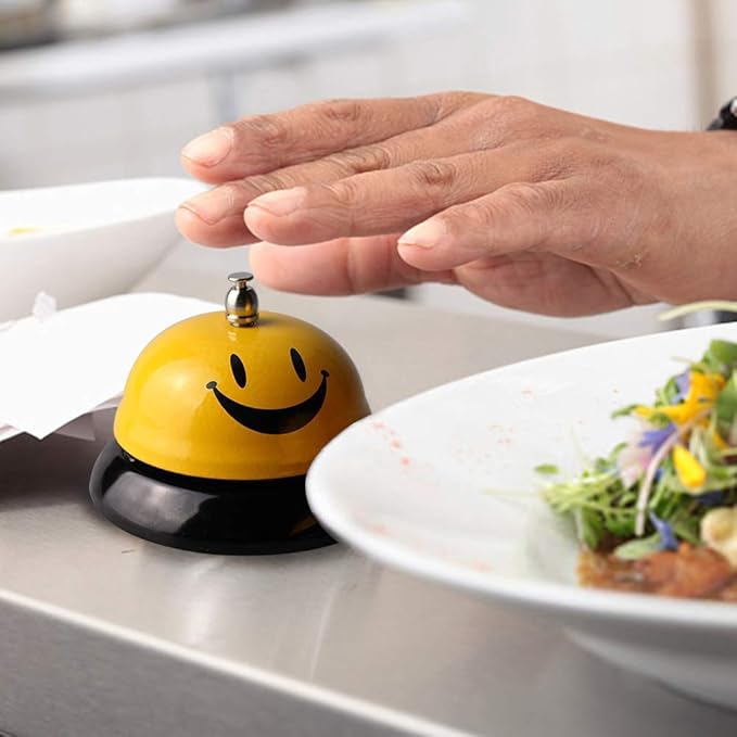 EMDMAK Call Bell, Service Bell for The Porter Kitchen Restaurant Bar Classic Concierge Hotel (3.35 Inch Diameter) (2 Pack)(Yellow)