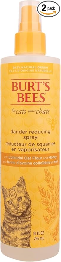 Burt's Bees for Pets Cat Dander Reducing Spray with Colloidal Oat Flour and Honey, Waterless Grooming Spray for Dry Skin and Dandruff Control, Cat Dander Remover for Allergy Support, 10 Fl Oz