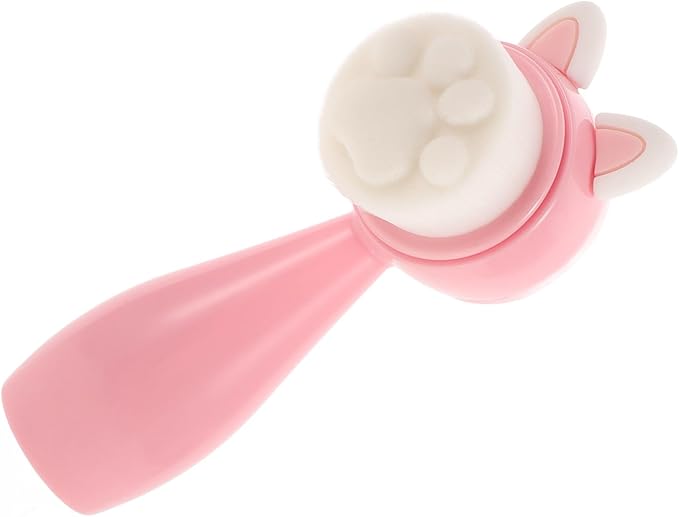 ABOOFAN Manual Silicone Facial Cleansing Brush, Dual-Sided Soft Bristles Face Exfoliator Brush with Abs Handle, Pink Rabbit Ear Design for Gentle Deep Face Cleaning and Skin Care