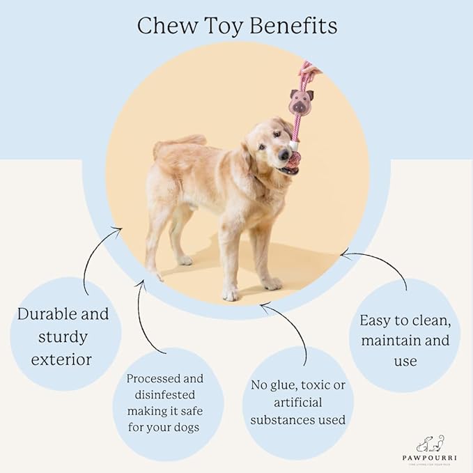 Natural Suede Leather & Rope Dog Chew Toy with Knotted Rope Bone Design Interactive Tug Toy for Medium and Large Dogs Daily Play Use Indoor Chew Toy (Pig Shape)